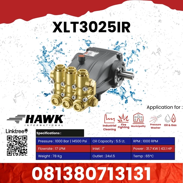 Piston Hawk Pump Xlt 3025 - Pressure Water Jet Cleaner  250 Bar 30 Lpm 