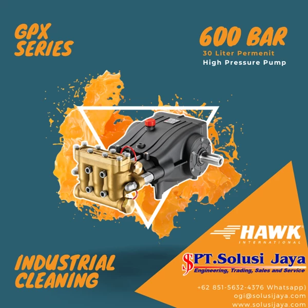 High Pressure Pump 600 Bar 30 Lpm Hawk GPX Series 1000 Rpm